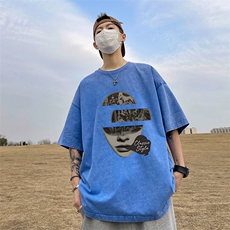 量大优可供抖音视频支持得物品质配合二开美式水洗短袖t恤SX87，男装T恤，电商A486