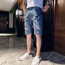N-批2021夏牛仔短裤男外穿五分裤破洞薄款裤子，男装牛仔裤，星座102A（原电商D309-1）