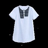 文艺短袖修身气质时尚简约拼色潮流竖条纹圆领T恤，女装T恤，丽影随形