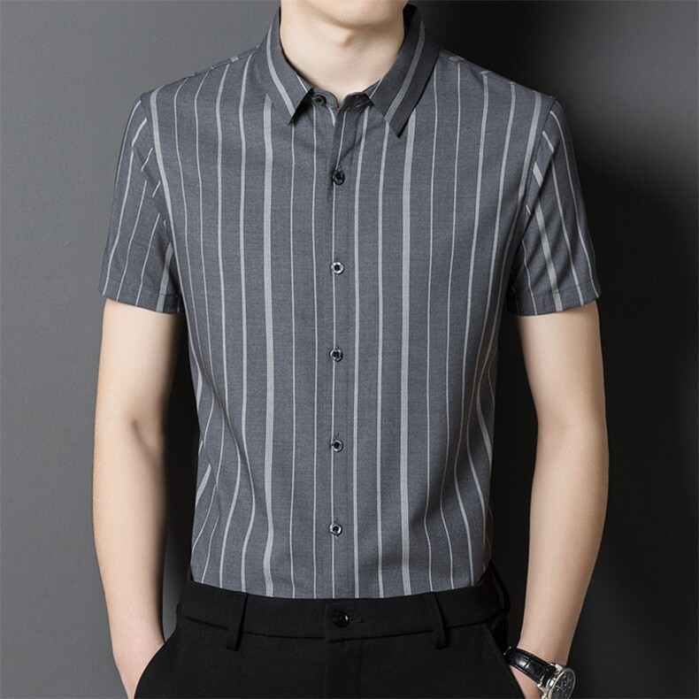 APc22221302钱塘2020-3夏季新款条纹时尚休闲短袖精品衬衫P80,男装衬衫,钱塘207-3