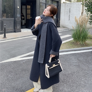 韩版减龄长款双面羊绒大衣女2025年冬季新款显瘦加厚保暖毛呢外套,女装双面呢大衣,蝶眷