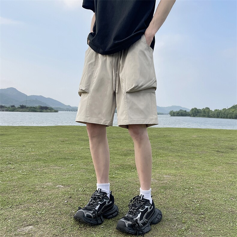 供视频~双层大口袋工装短裤防水面料A454特P35控55,男装牛仔裤,电商A309