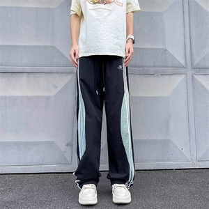 DBK48-P40速干三条杠裤子男夏季美式设计感拼色宽松休闲运动裤图片