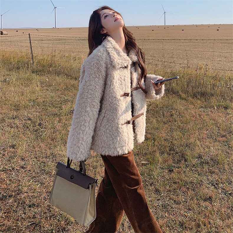 大翻领皮毛一体颗粒外套显瘦保暖时尚女装,女装皮草,天使之佳话