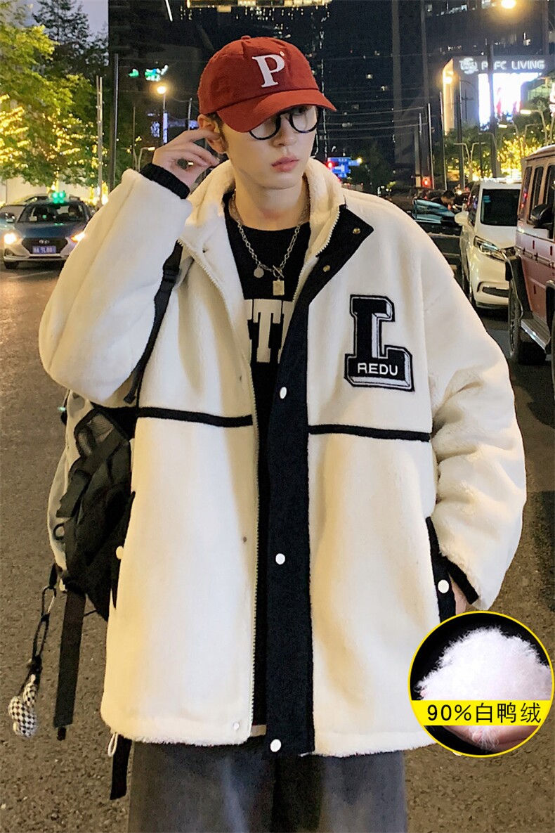 冬装新款潮羊羔绒刺绣外套加绒加厚羽绒服男女8103-P185控价258,男装羽绒服,电商A441-1