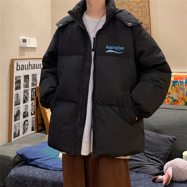 港风民宿个性字母印花休闲百搭连帽棉服A247-MY227特批95控158图片