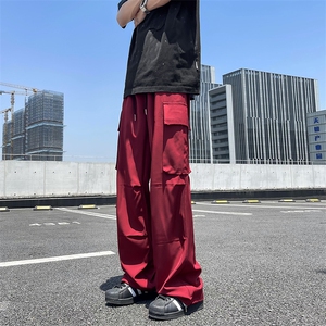 美式机能工装裤子男夏季潮速干冲锋裤宽松阔腿长裤高街冰丝伞兵裤图片