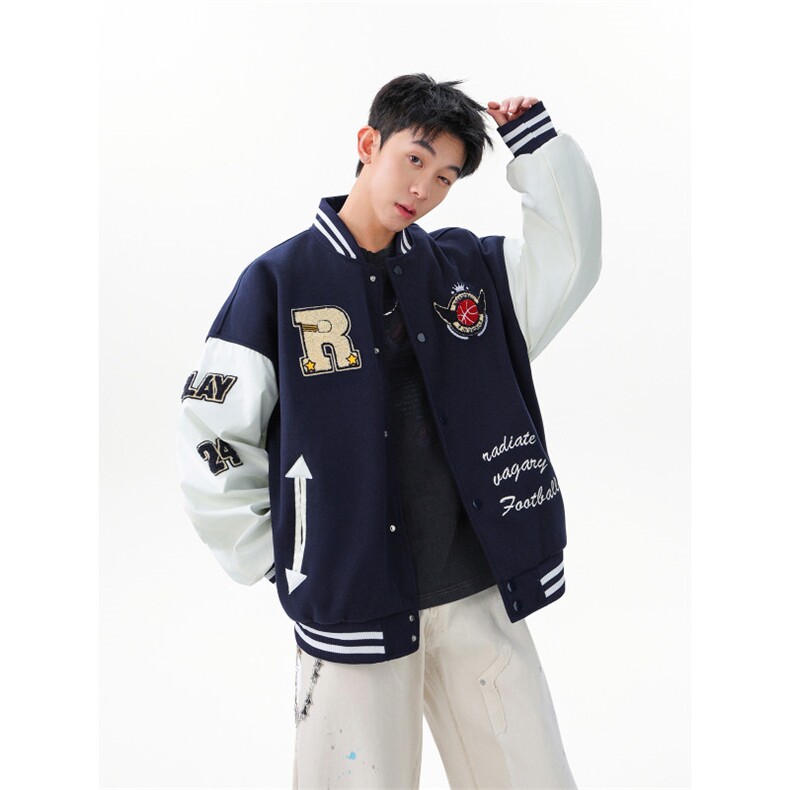 潮牌学院风毛巾绣棒球服夹克WT2537-P95-控168,男装夹克,星座609