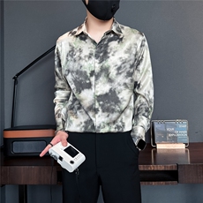 高级感印花衬衫男痞帅潮流百搭社会小伙衬衣301C-CS05-P58控78，男装衬衫，星座301C（原B323）