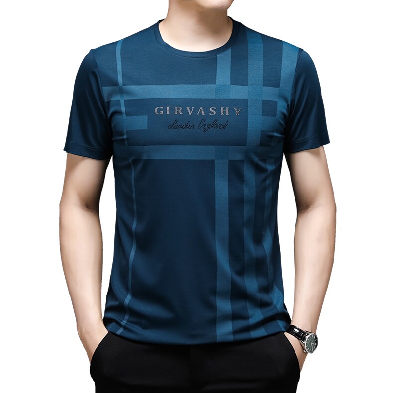 中年男士T恤男年新款夏季圆领短袖体恤衫夏装t恤内搭打底上衣男装,男装T恤,电商B212（原钱塘6029）