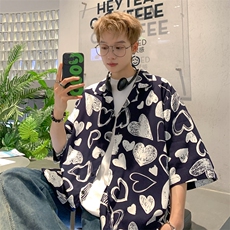 港风宽松版加大大码潮穿到230斤花衬衫短袖衬衣228-11142-P40，男装T恤，星座228-1