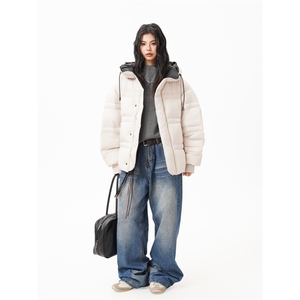 90%绒新标有报告连帽韩版宽松羽绒服上衣Y986/P350 现货图片