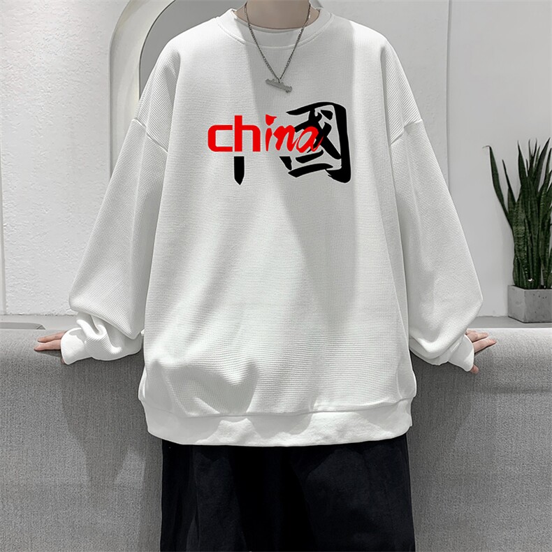 华夫格卫衣圆领卫衣男大码长袖t恤男外套 HW76189-P30加绒款-P40图片