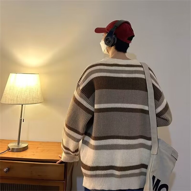 日系复古毛衣男秋冬季ins潮牌慵懒风撞色针织衫情侣毛衫MY552-P48,男装针织衫/毛衣,星座1008