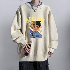 控78假两件毛衣男大码加绒针织衫男毛线衣M80271-P55加绒P70，男装针织衫/毛衣，电商A040