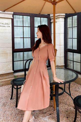 21新款现货简约大方显瘦连衣裙面料舒服薄没里衬M-XXL，女装连衣裙，艾涵o