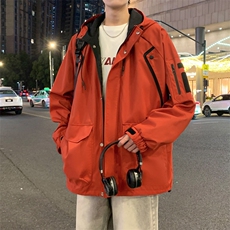 新款秋季夹克男工装青少年户外宽松大码外套情侣冲锋衣JK0199-P85，男装夹克，星座308B-2