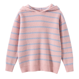 新款百搭七针元宝针斑马条纹刺绣连帽衫，童装儿童羊毛衫，宏杨羊绒