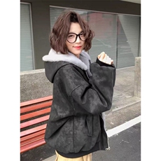 现货1万件可送样兔毛荔枝纹PU皮连帽宽松棉衣M009特P80，男装棉衣，星座205-3