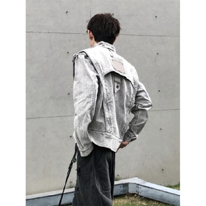 【有货】短款解构拼接牛仔外套男重工垫肩夹克JK8636CC-特P78图片