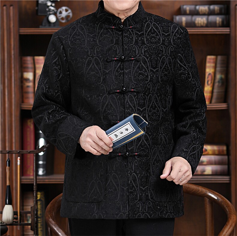 秋冬新款中青年唐装男长袖夹克外套加绒棉服YD735-常规145加绒165,男装民族服装,星座1105-3