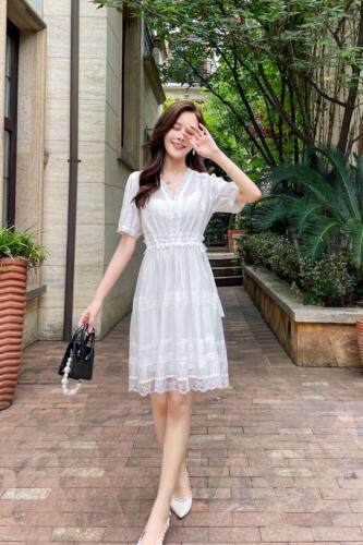 天丝压花边时尚连衣裙，女装连衣裙，天使公主