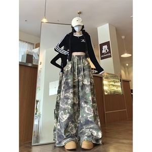 迷彩工装休闲裤男女韩版潮流高街帅百搭2024秋冬ins长裤K5829-P50图片