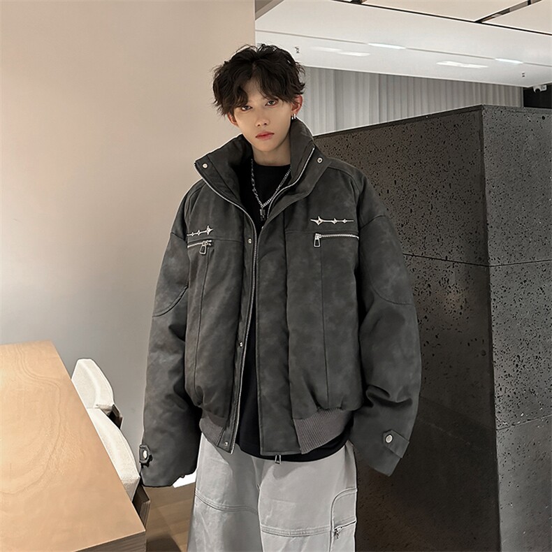 405A  美式复古个性金属设计短款皮衣棉服 MY24916-特批108控178图片