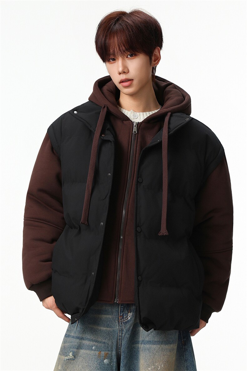 新款冬季羽绒棉服棉袄连帽假两件韩版宽松外套A436-2511-P85,男装棉衣,电商A436
