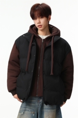 新款冬季羽绒棉服棉袄连帽假两件韩版宽松外套A436-2511-P85，男装棉衣，电商A436