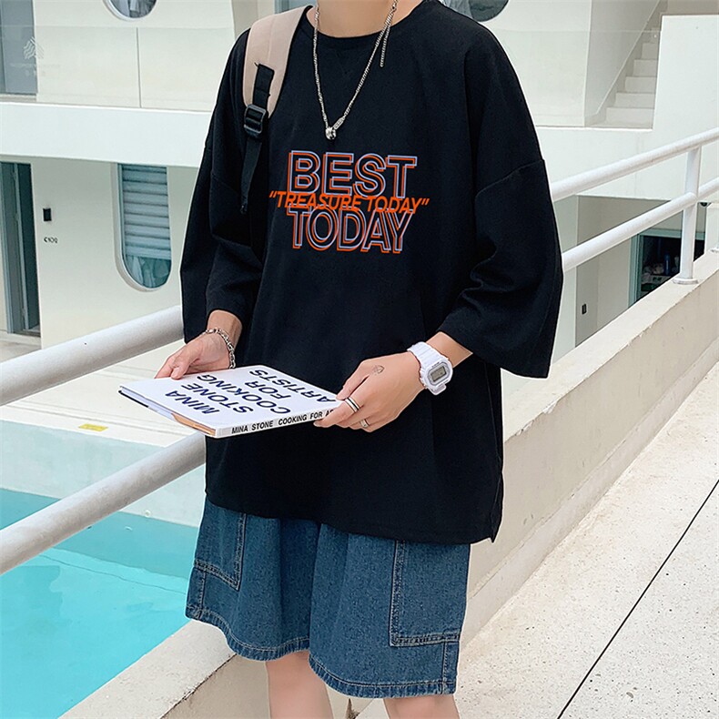 Q11181-P30春夏季七分袖t恤男大码五分袖男短袖中袖,男装T恤,电商A040