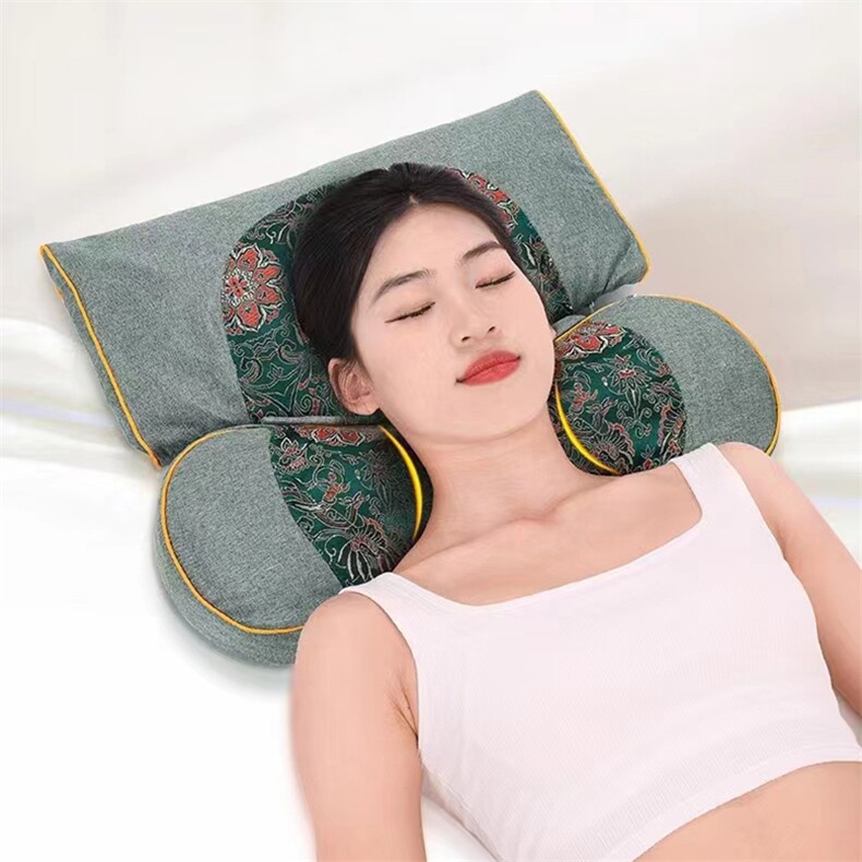 新款拼接骨头连体枕头枕芯绿色拼接款，枕套/枕芯，一起卖家纺