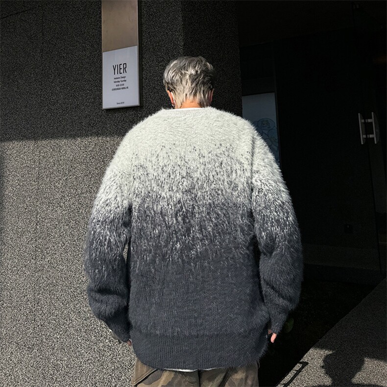 冬季保暖渐变色仿貂毛针织衫潮流时尚加厚宽松百搭毛衣,男装针织衫/毛衣,星座410-7