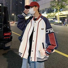 美式拼接棒球服外套女春秋设计感小众复古情侣夹克ins潮HY74-P60，男装夹克，星座1008