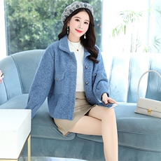 2021春秋季潮流时尚百搭年轻修身短款长袖毛呢外套，女装毛呢外套，臻衣坊