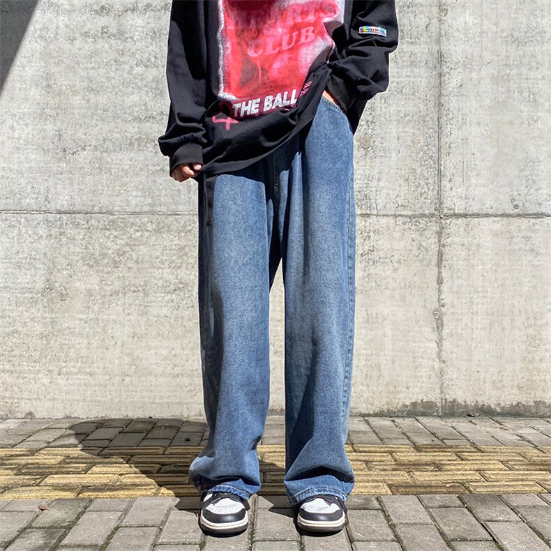 秋季水洗直筒宽松阔腿牛仔裤男高街ins潮牌休闲裤子K5414-P42,男装牛仔裤,星座512-2