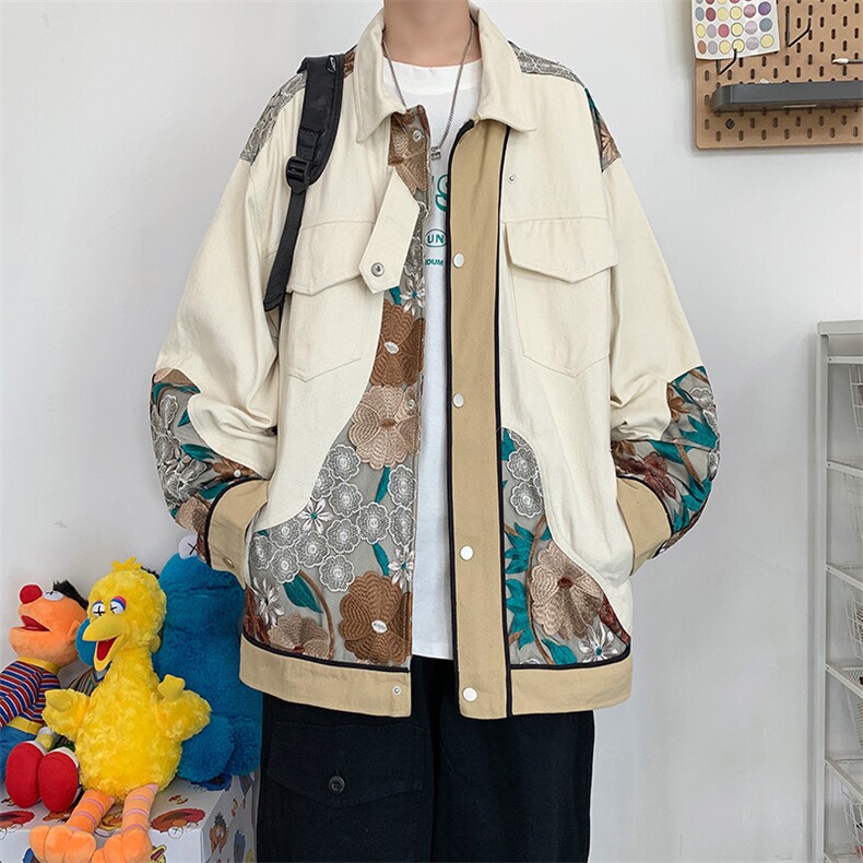 春秋潮牌刺绣拼接棒球服情侣宽松工装夹克学生休闲外套 W1083-P78图片