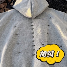 美式重磅Cleanfit复古加绒加厚刺绣连帽卫衣男女宽松休闲上衣帽衫，男装卫衣，星座506A