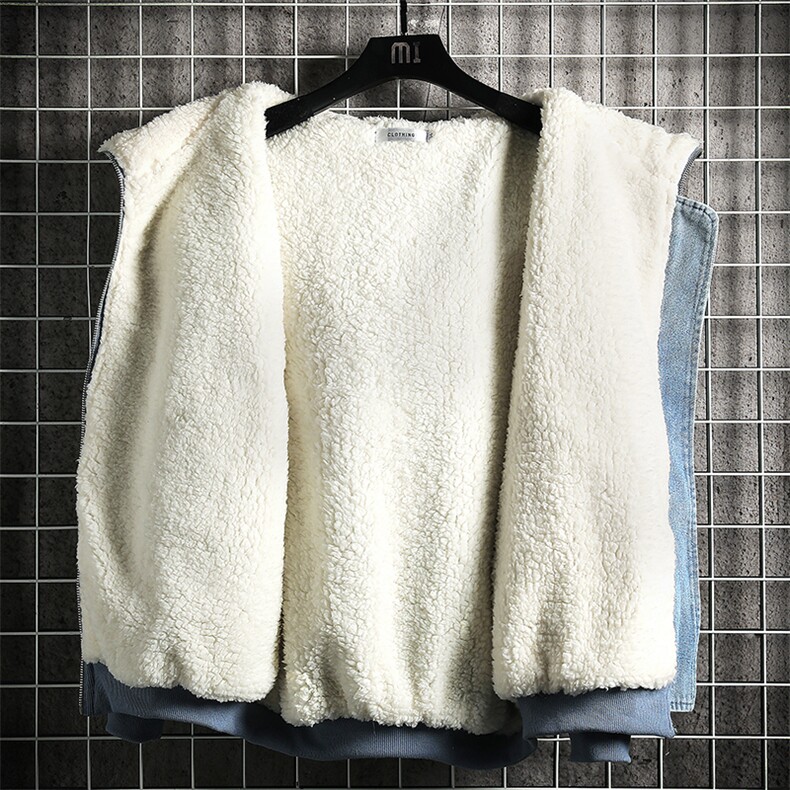 牛仔外套男大码加厚加绒衣男羊羔毛服男NM53261-P140网格,男装棉衣,电商A040A