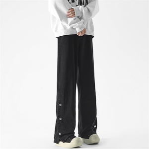 现货 美式高街宽松直筒休闲排扣开衩牛仔裤男 K5819-P55 控78图片