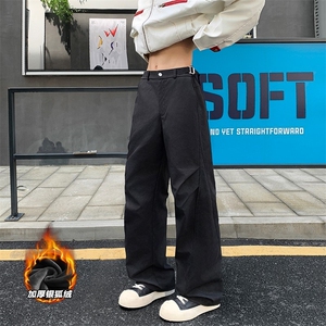 褶皱扎染大码保暖银狐绒显瘦百搭微喇裤男K24004J加绒-特P58控108图片
