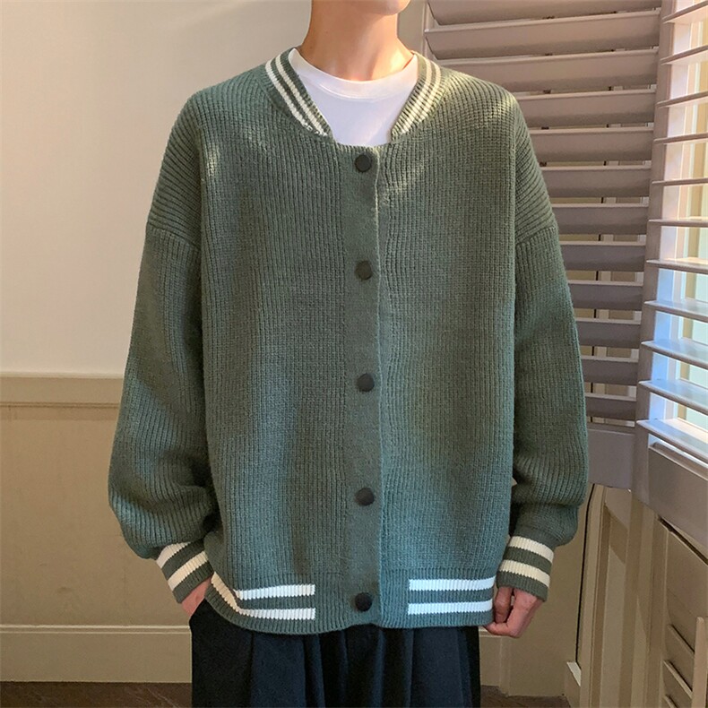 311B-1-CM-3969-P55控89港风棒球领开衫提花大码针织毛衣,男装针织衫/毛衣,星座311B-1