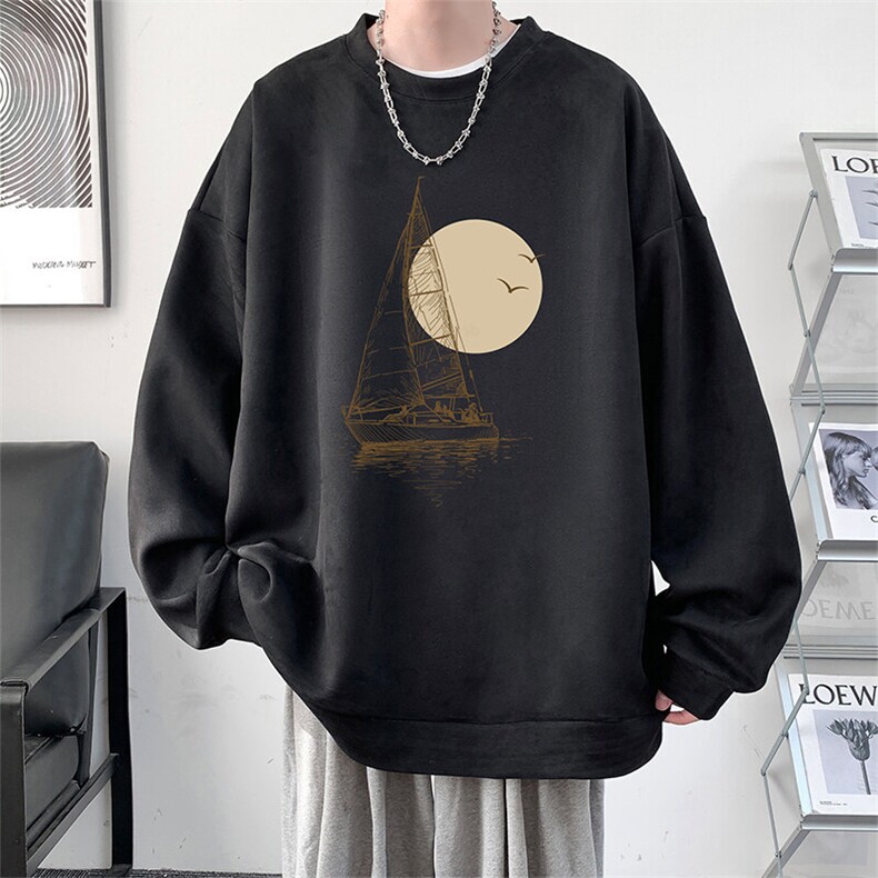 麂皮绒卫衣男大码重磅长袖t恤男 JW81409-P35图片