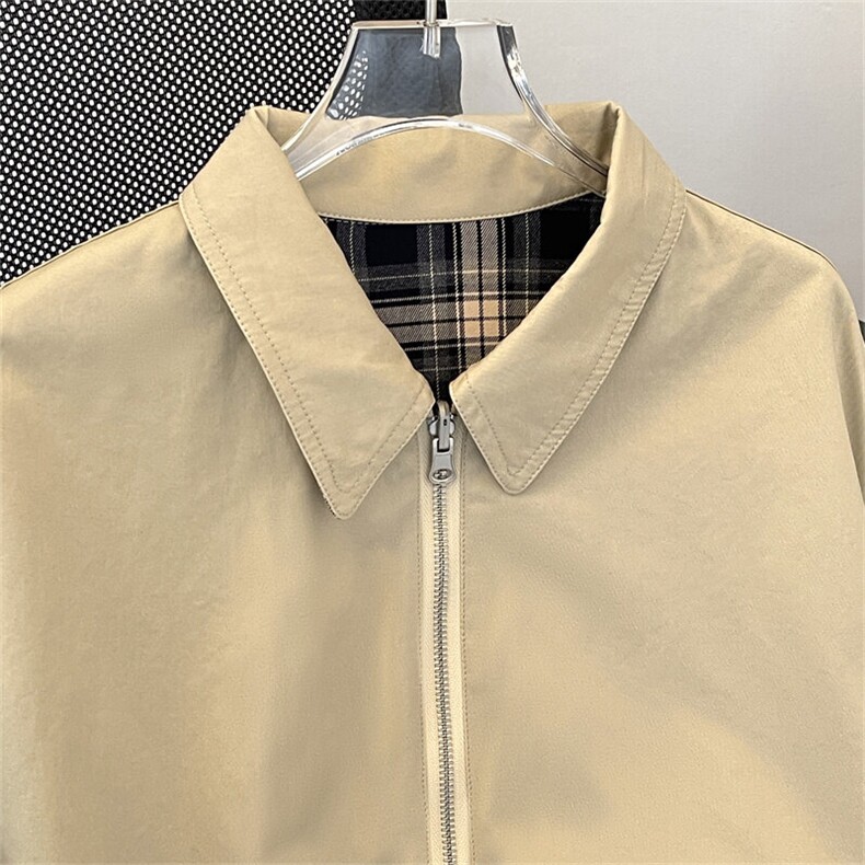 美式两面穿格子夹克男女翻领休闲短款情侣衬衫外套JK09324-P75,男装夹克,星座308B-1