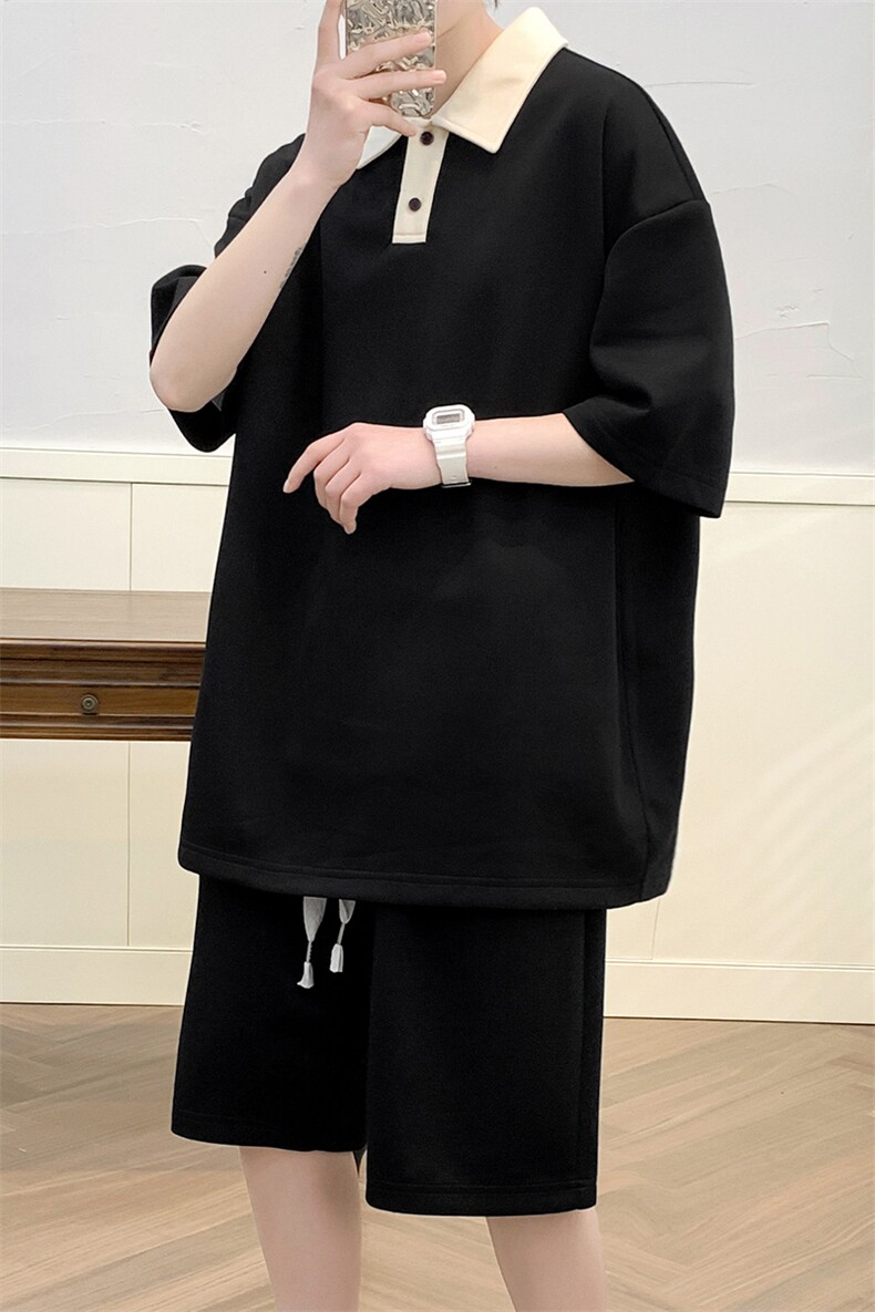 夏上新青少年百搭翻领T恤套装宽松休闲Polo衫男女7808-P70控价98,男装Polo衫,电商A441-1