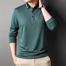 D66181钱塘2020-2中年男士秋季薄款时尚合身长袖T恤数据好P57，男装T恤，钱塘207-2