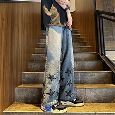 青春流行ins男原宿美式vibe裤子直筒水洗拉链牛仔裤潮C967P50，男装牛仔裤，星座1116-2