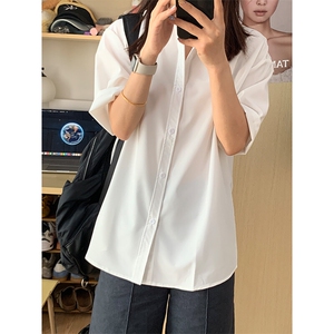 薄款冰丝短袖衬衫男简约纯色垂感休闲痞帅衬衣 CS288-P20图片