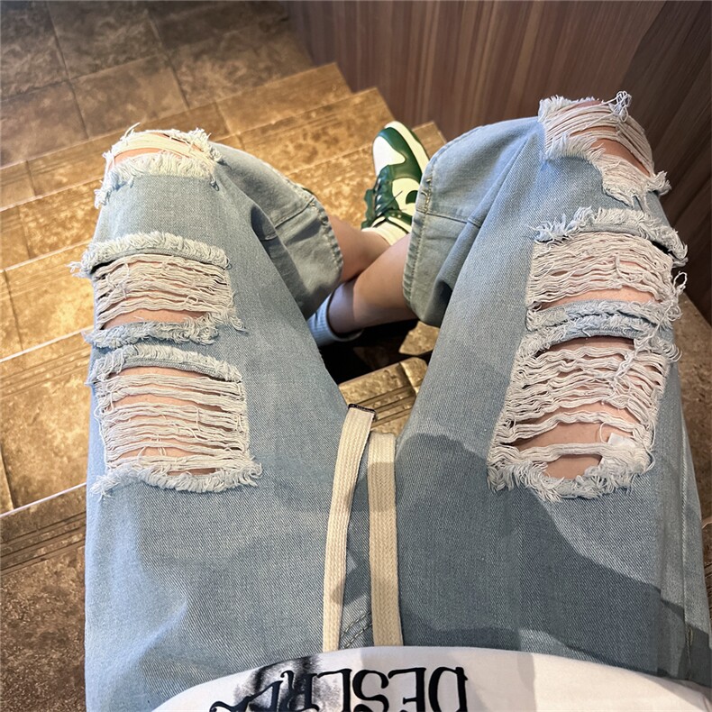 D2040-p45-控68  现货风宽松cleanfit牛仔裤七分裤黑暗图片
