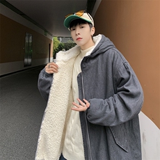 高品质字母印花休闲牛仔连帽羊羔毛棉衣A161-MY516-P145控165，男装棉衣，电商A161-2
